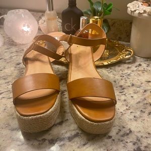 Brown wedge sandals.  Size 8 NWOT